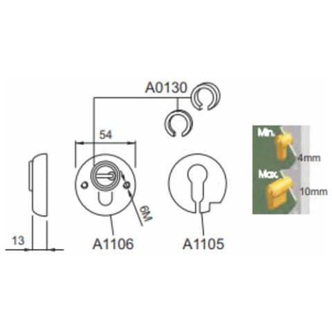 Defender Bocchetta Protezione Antitrapano Disec Cilindro Fastup Round Ottone - Foto 2