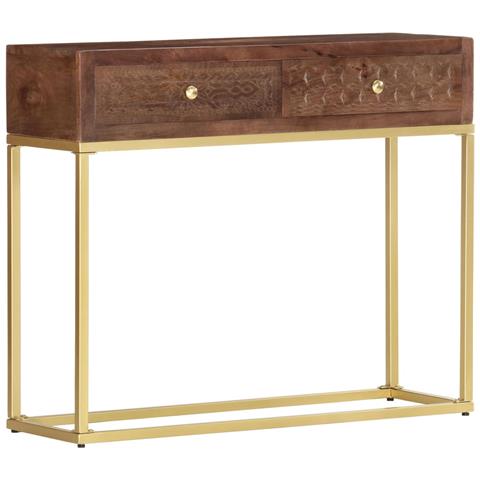 Tavolo Consolle 90x30x75 Cm In Legno Massello Di Mango - Foto 1