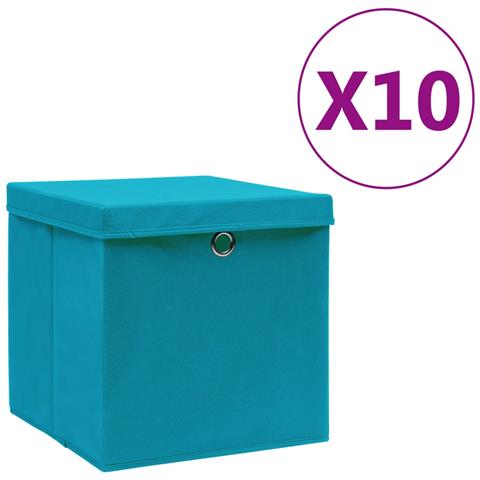 Contenitori con Coperchi 10 pz 28x28x28 cm Azzurro - Foto 1