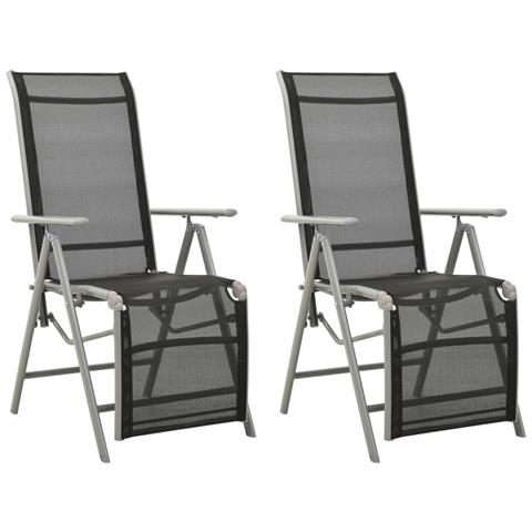 Sedie da Giardino Reclinabili 2pz Textilene e Alluminio Argento - Foto 1