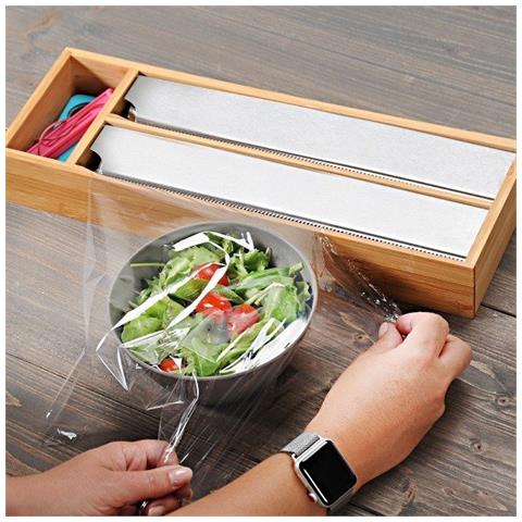 Dispenser Per Alluminio E Foglio Alimentare, Organizzatore In Bambù - Foto 7