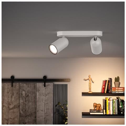 Lampada Da Soffitto Con Due Faretti Pongee Bianco 82x240x122 Mm Metallo - Foto 1