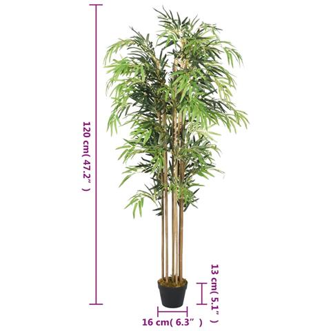 Albero Bambù Artificiale 730 Foglie 120 Cm Verde - Foto 7