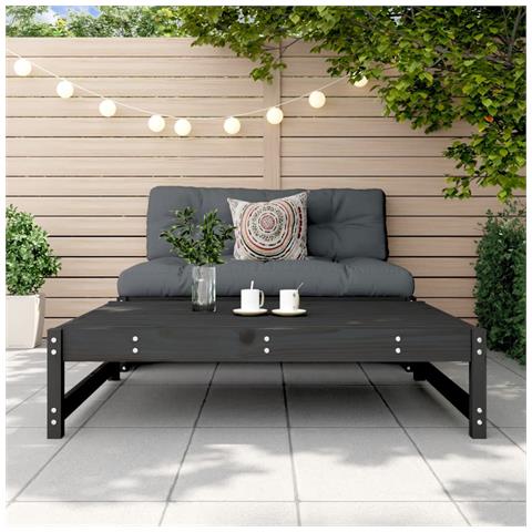 Poggiapiedi Da Giardino 120x80 Cm Legno Massello Di Pino Nero - Foto 3