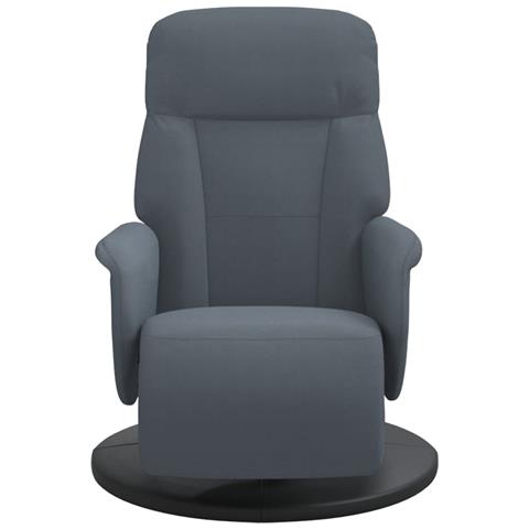 Poltrona Reclinabile Con Poggiapiedi Grigio Scuro In Velluto - Foto 3