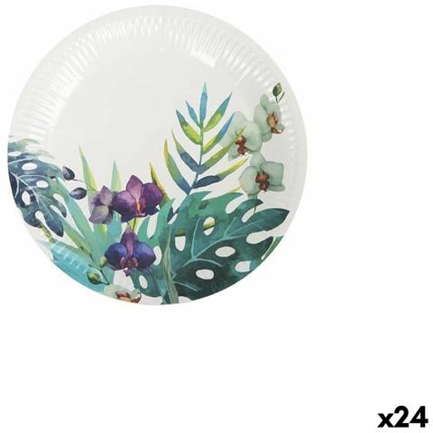 Set Di Piatti Algon Monouso Cartone Tropicale 12 Pezzi 18 Cm (24 Unità) - Foto 1
