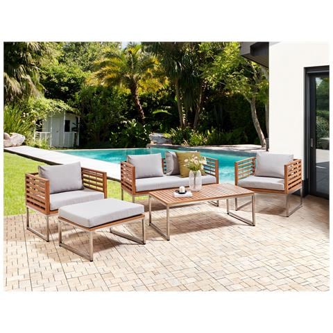 Set Di Federe Per Cuscini Da Esterno Tessuto Grigio Bermuda - Foto 1