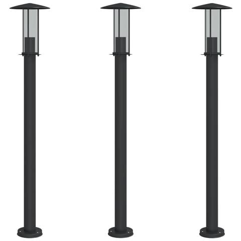 Lampade Da Terra Per Esterni 3 Pz Nere 100 Cm In Acciaio Inox - Foto 2