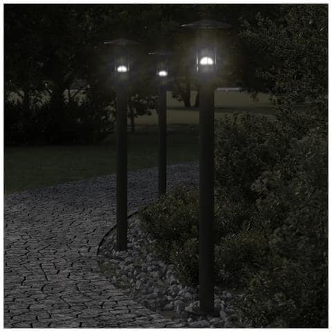 Lampade Da Terra Per Esterni 3 Pz Nere 100 Cm In Acciaio Inox - Foto 1