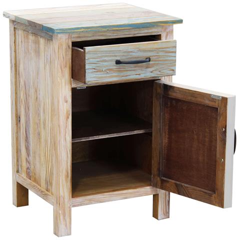 Mobile Da Interno Con 1 Cassetto E 1 Anta In Legno Antichizzato Multicolore - Foto 2
