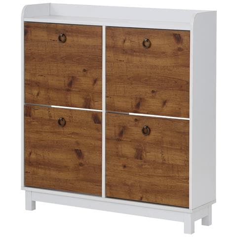 Goslar Scarpiera A 4 Ribalte In Mdf Bianco E Rovere Pacifico - Foto 1