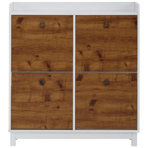 Goslar Scarpiera A 4 Ribalte In Mdf Bianco E Rovere Pacifico - Foto 2