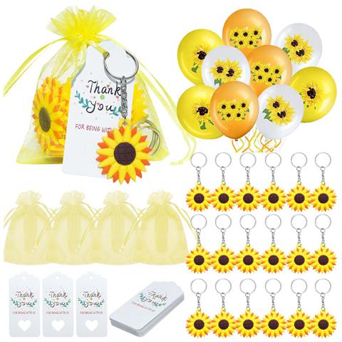 Confezione Da 24 Portachiavi Con Girasole, Regali Per Bomboniere Per Addio Al Nubilato. Bomboniere Nuziali - Foto 1