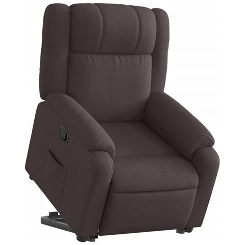 Poltrona Alzapersona Reclinabile Marrone Scuro In Tessuto - Foto 3