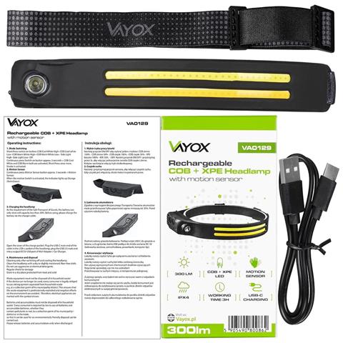 Lampada Frontale Ricaricabile 2x Cob + Xpe Va0129 - Foto 8