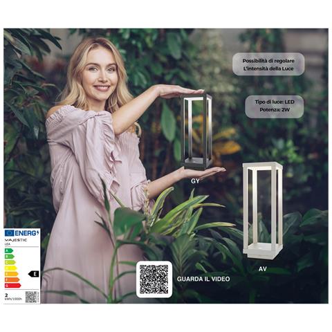 Lampada Da Tavolo Ricaricabile Lea - Grigio - Plastica - 10x10x28,5 Cm - Foto 4