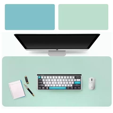 Tappetino Per Scrivania Double-face, Verde E Blu, In Pelle Pu L - Foto 1