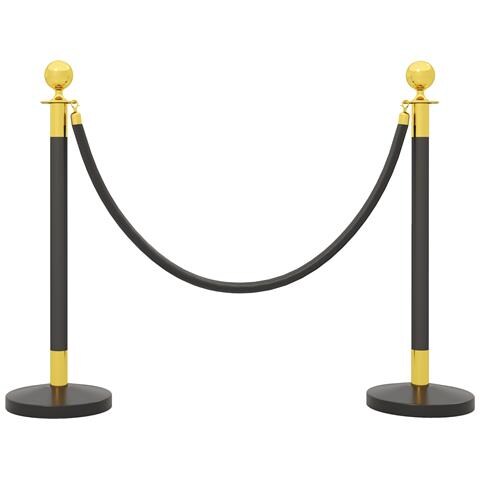 Colonnine Segnapercorso in Acciaio Inox con Corda Vellutata Nera di 1.5 m e Base Riempibile, Ø32x96 cm - Foto 1