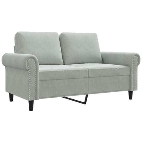 Divano A 2 Posti Grigio Chiaro 120 Cm In Velluto - Foto 2