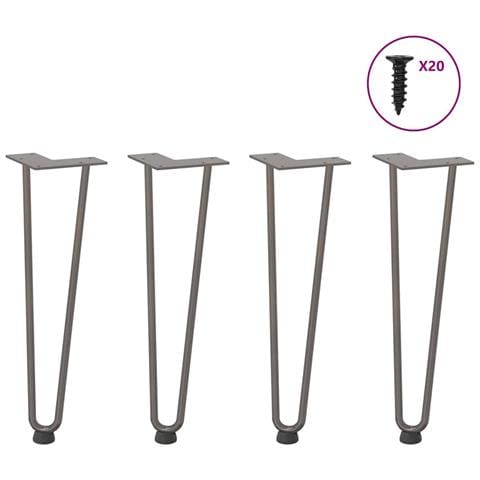 Gambe Tavolo A Forcina 4 Pz 42 Cm Acciaio Massiccio - Foto 1