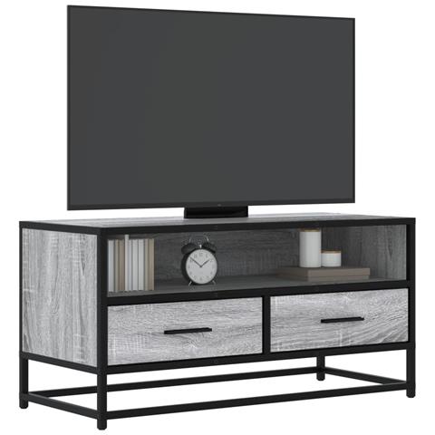 Mobile Tv Grigio Sonoma 80x34,5x40 Cm Legno Multistrato Metallo - Foto 1