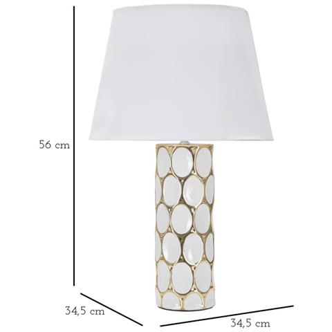 Lampada Da Tavolo Mf109 - Bianco - Ceramica - 34,5x34,5x56 Cm - Foto 6