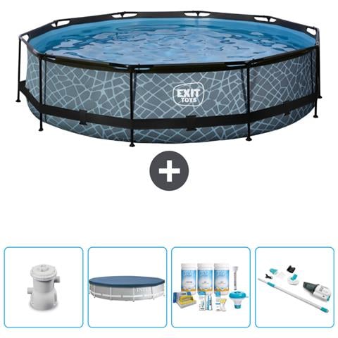 Piscina Fuori Terra - In Giro - 360x360x76 Cm - Grigio - Include Accessori Coordinati Cb19 - Foto 1
