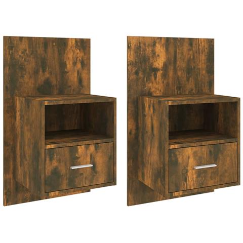 Lusso Casadino -  Comodini A Muro 2 Pz Rovere Fumo - Foto 1