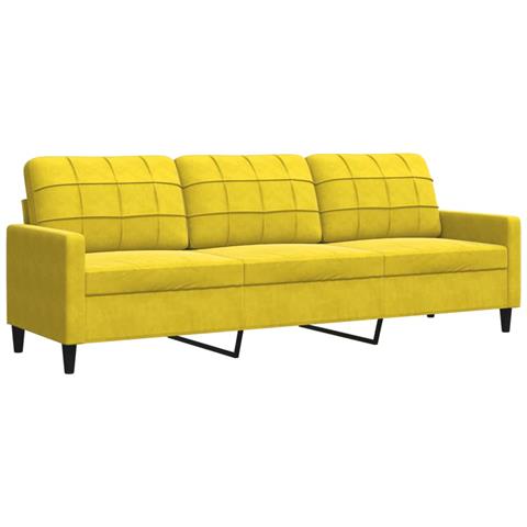 Divano A 3 Posti Giallo 210 Cm In Velluto - Foto 1