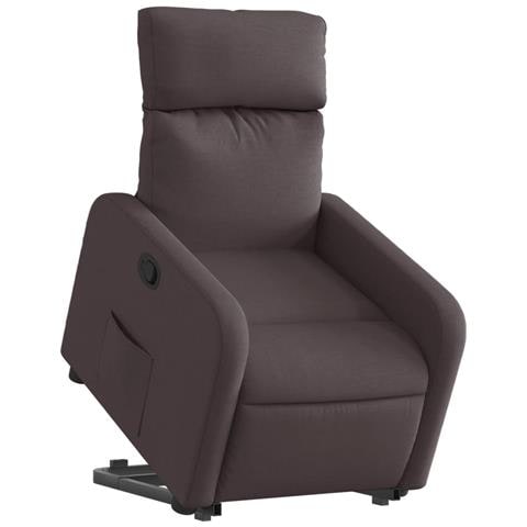 Poltrona Alzapersona Reclinabile Marrone Scuro In Tessuto - Foto 2
