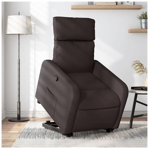 Poltrona Alzapersona Reclinabile Marrone Scuro In Tessuto - Foto 8