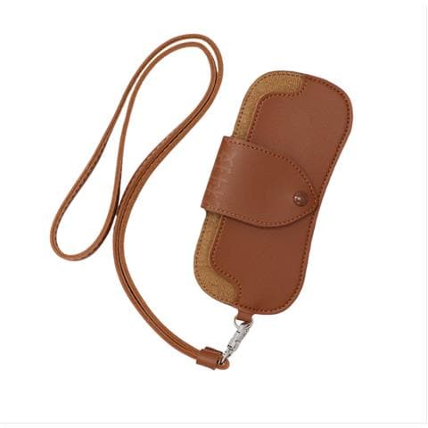 Custodia Portatile Per Occhiali Da Sole In Pelle Pu Con Cordoncino Da Collo Brown - Foto 6