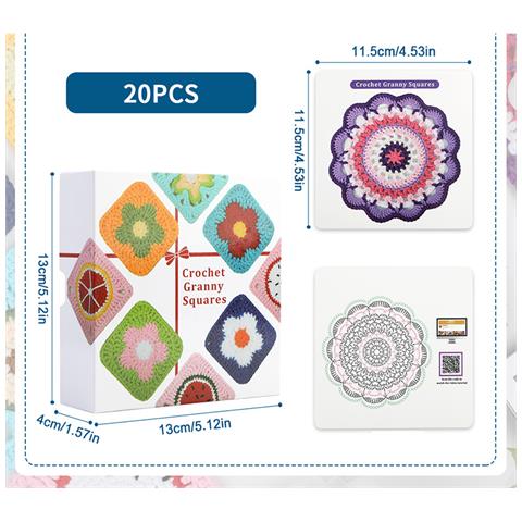 Toppe All'uncinetto Granny Square - Set Da 20 Pezzi Per Lavoretti Fai-da-te - Foto 7
