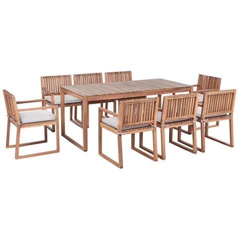 Set Da Pranzo Da Giardino 8 Posti Sassari Premium Con Cuscini Legno Di Acacia Certificato Grigio Chiaro - Foto 2