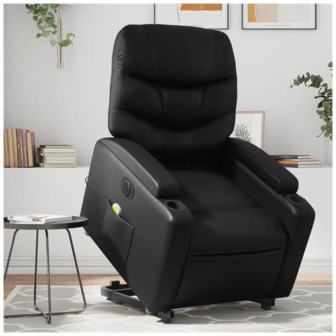 Poltrona Alzapersona Massaggiante Elettrica Nera in Similpelle - Foto 2