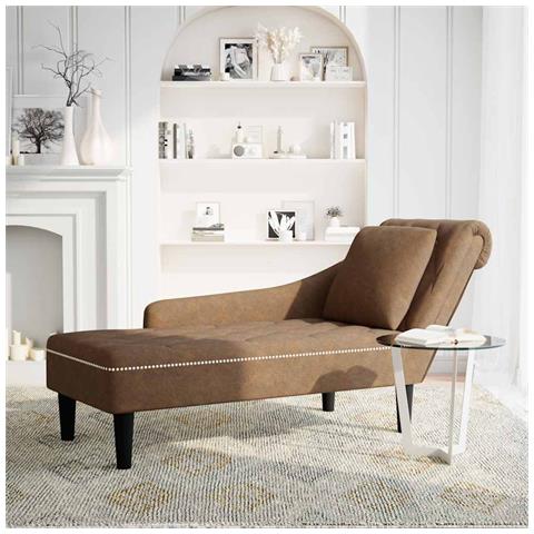 Sdraio con Cuscino e Bracciolo Destro in Similpelle Marrone - Foto 2