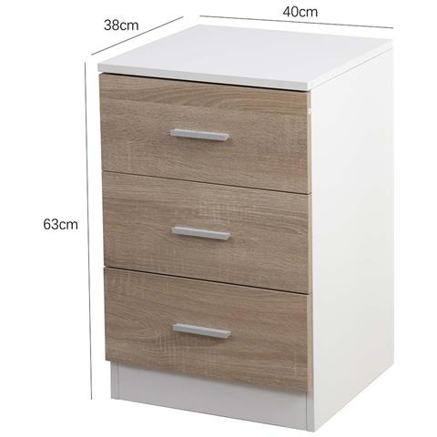 Comodino Mobiletto Cassettiera 3 Cassetti Design Moderno In Legno Mdf Bianco - Foto 2