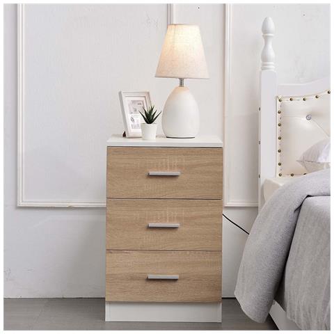 Comodino Mobiletto Cassettiera 3 Cassetti Design Moderno In Legno Mdf Bianco - Foto 5