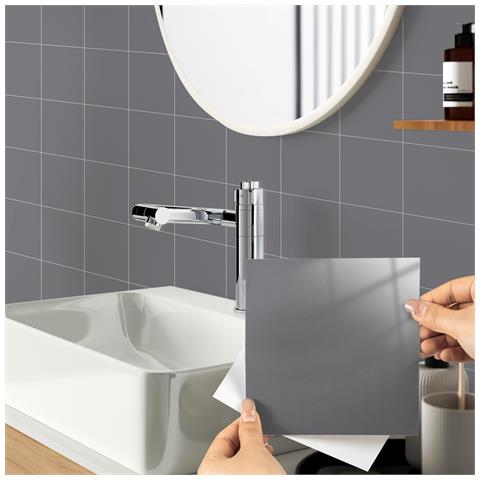 Piastrelle Da Parete Autoadesive In Vinile Impermeabile 15 X 15 Cm Grigie 24 Pezzi - Foto 1