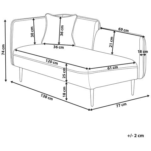 Chaise Longue Versione Sinistra Chevannes Tessuto Marrone Chiaro - Foto 8