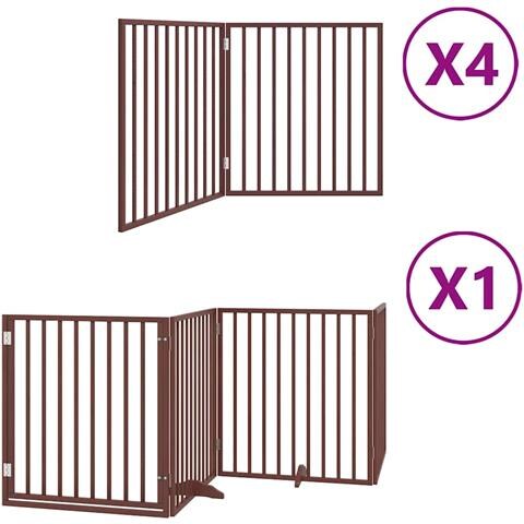 Cancello Cani Porta Pieghevole Marrone 12 Pannelli 960cm Pioppo - Foto 1