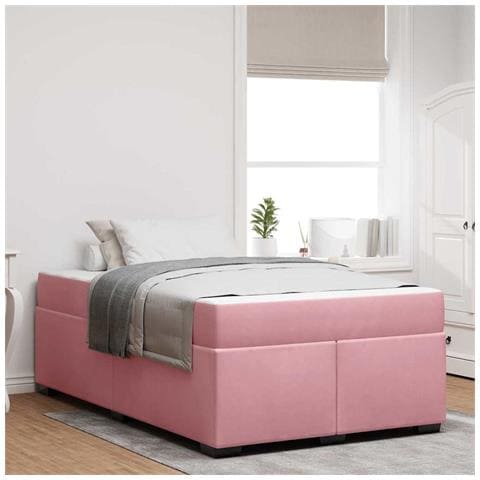 Struttura letto con materasso Rosa 120 x 190 cm Velluto - Foto 2