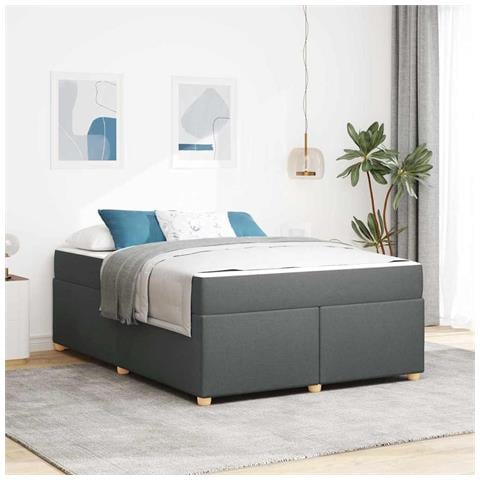 Struttura del letto Grigio scuro 140 x 200 cm Tessuto - Foto 2