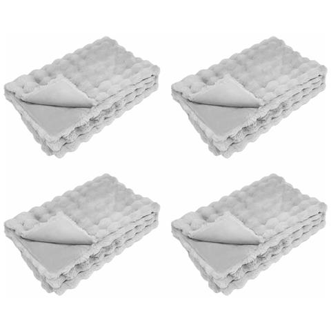 Coperta in Pelliccia di Coniglio Finta 4 pcs Grigio - Foto 1