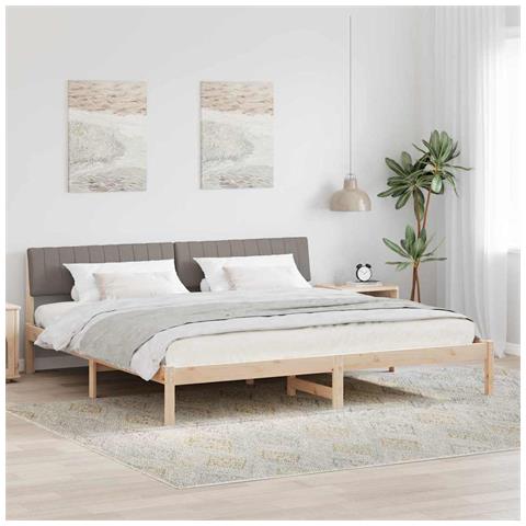 Struttura del Letto con testiera Marrone e taupe 200 x 200 cm - Foto 2