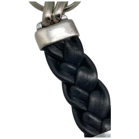Set Di Bracciale E Portachiavi In ??pelle Intrecciata Nera - Foto 2