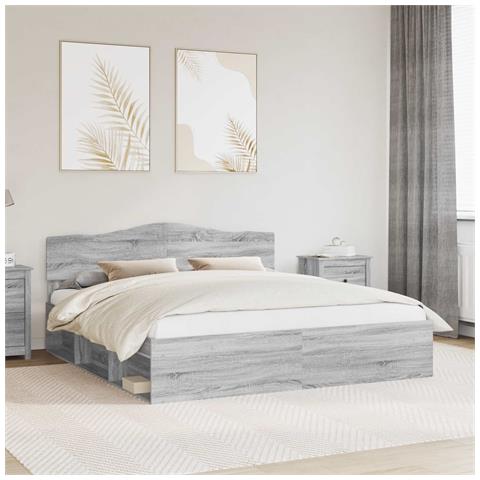 Struttura del letto Grigio Sonoma 200 x 200 cm Pino massello - Foto 2