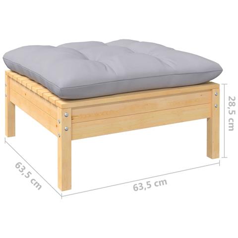Set Divani da Giardino 10 pz con Cuscini Grigi Massello di Pino - Foto 9