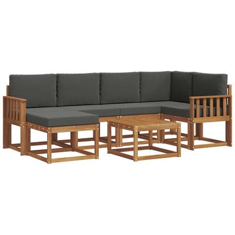 Set di divani da esterno con cuscino 7 pcs Naturale e Antracite - Foto 1