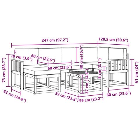 Set di divani da esterno con cuscino 7 pcs Naturale e Antracite - Foto 9
